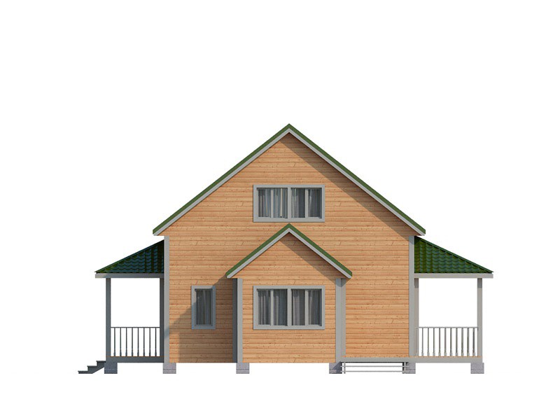 Дом из бруса с открытой верандой КА-133