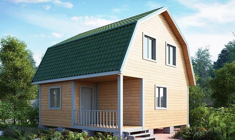 Дачный дом из бруса с крыльцом КА-103