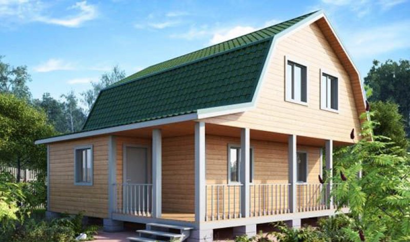 Дом из бруса с открытой верандой КА-122