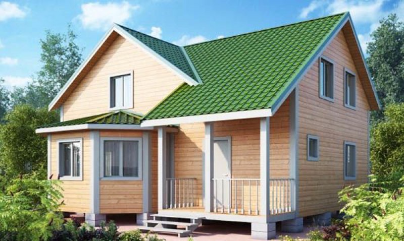 Дачный дом из бруса с крыльцом КА-107