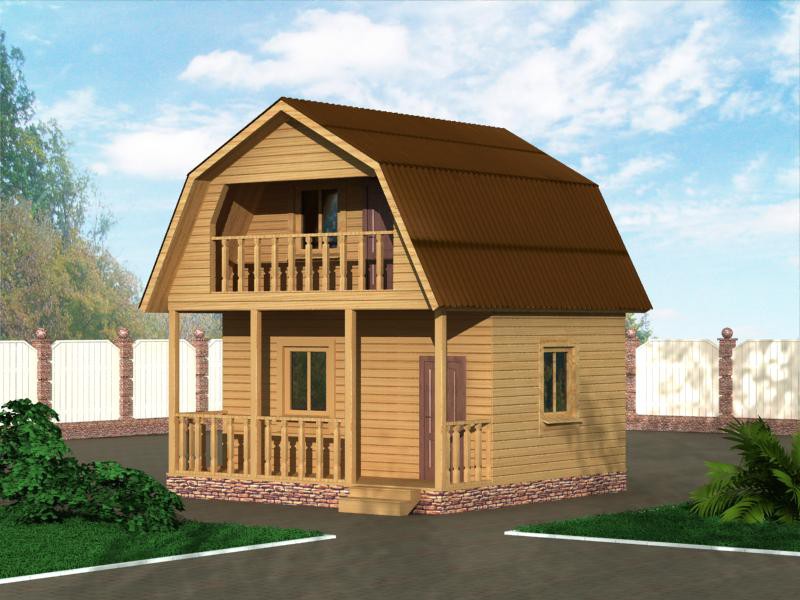 Коттедж из бруса с террасой ДД-09
