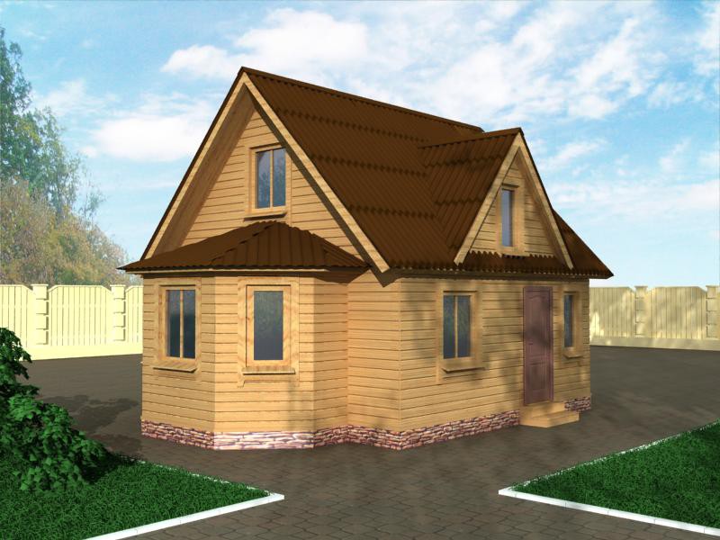 Яркий деревянный домик из бруса ДД-21