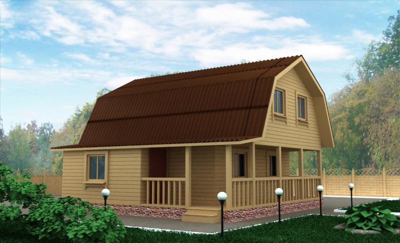 Деревянный дом с террасой ДД-35