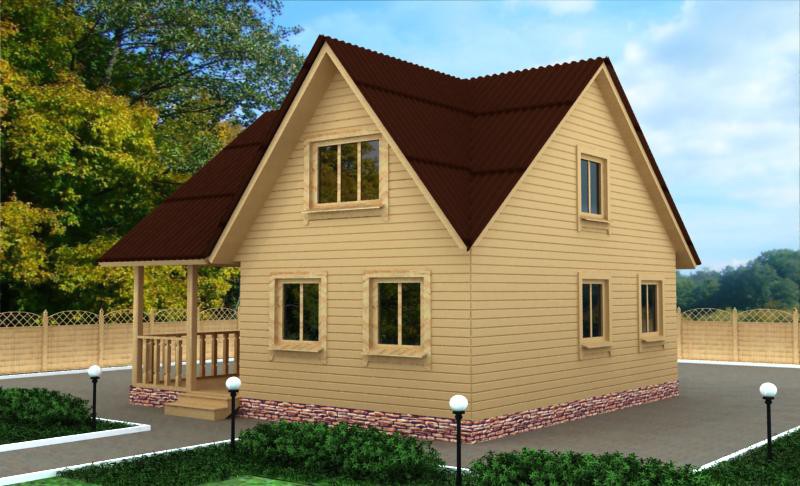 Двухэтажный коттедж из бруса ДД-37