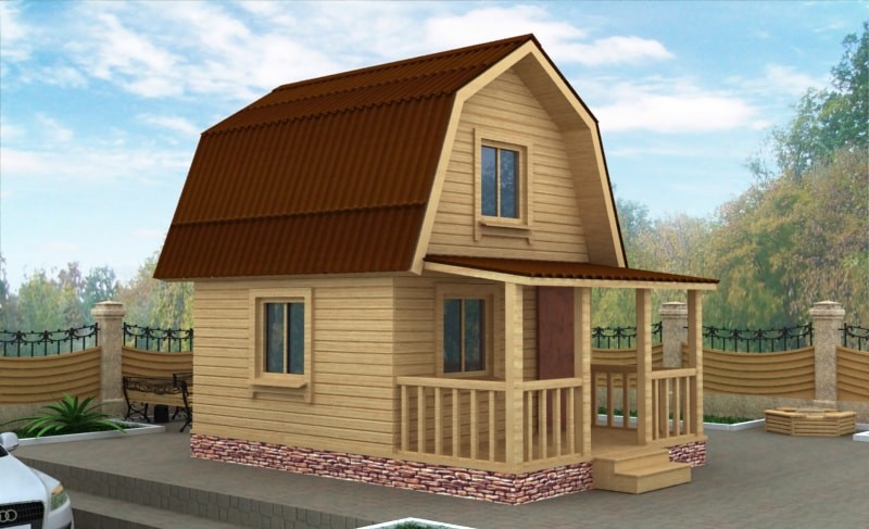 Коттедж из бруса с крыльцом ДД-02