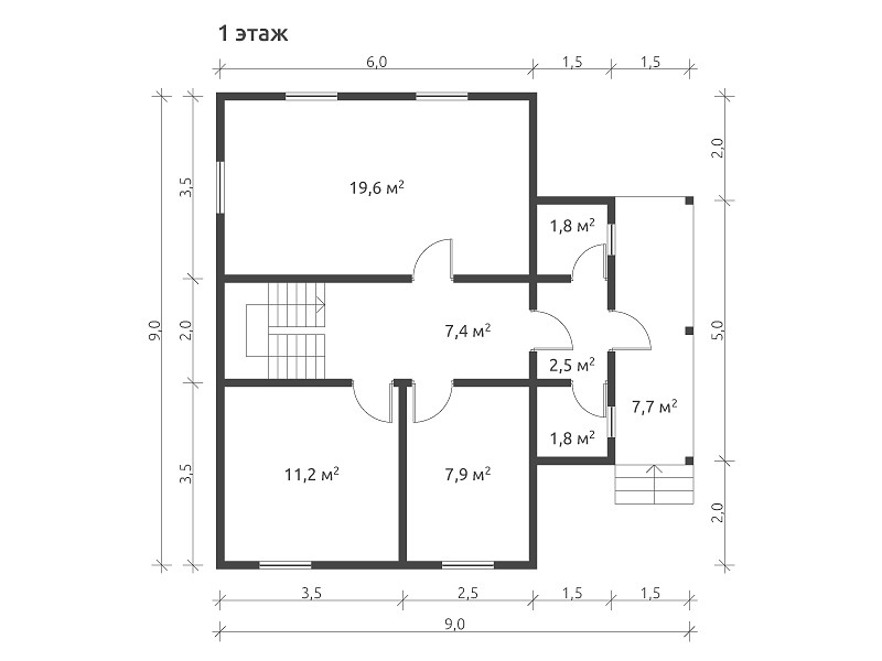 Дачный деревянный дом из бруса КА-125