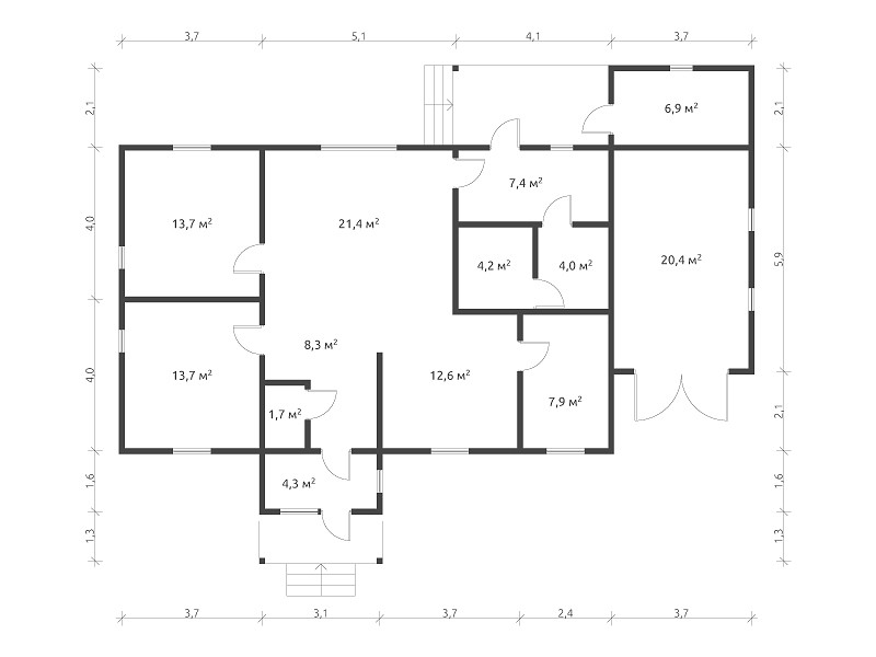 Одноэтажный дом с гаражом КА-128