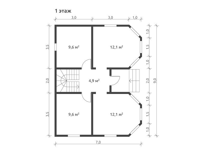 Деревянный дом из бруса KA-129