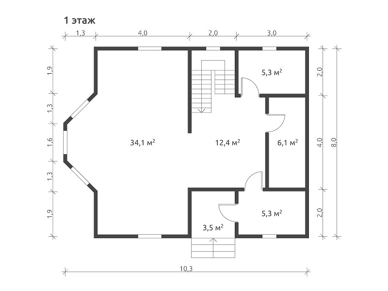 Деревянный коттедж из бруса КА-131