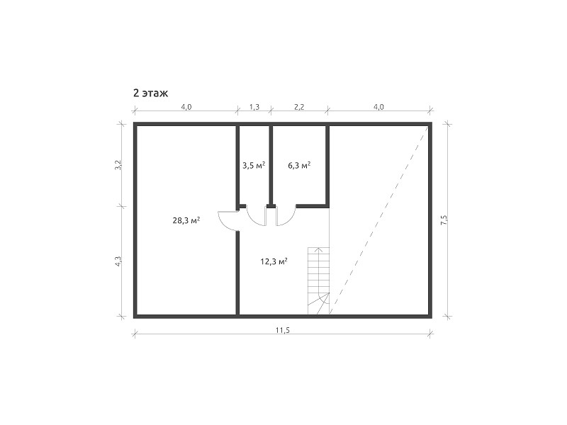 Дом из бруса с открытой верандой КА-133
