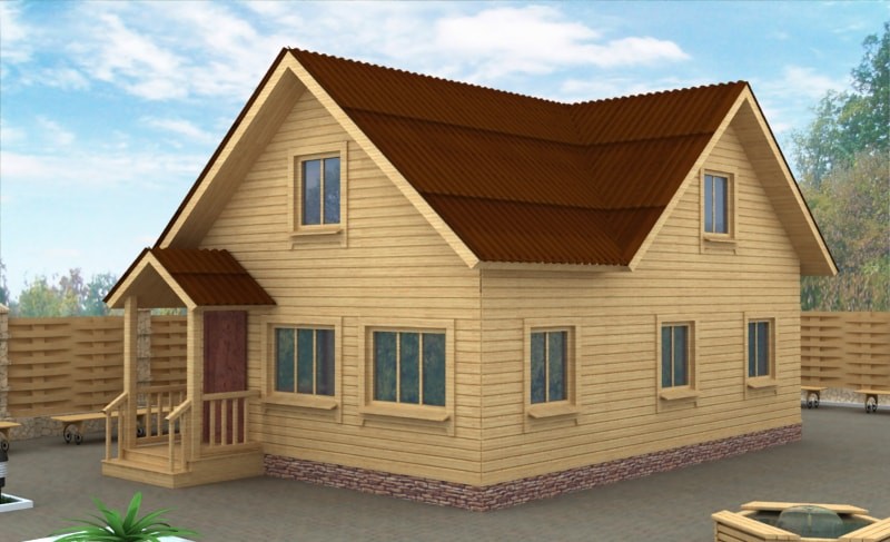 Большой деревянный дом из бруса ДД-26