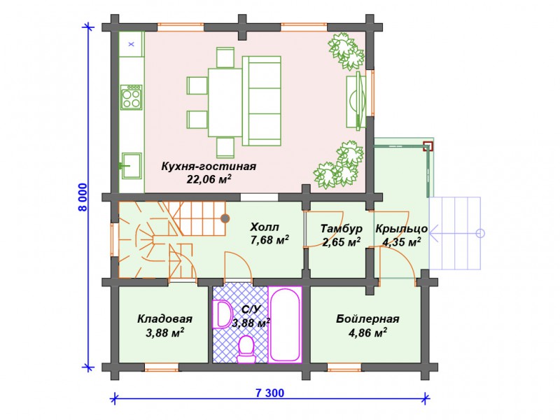 Недорогой дом из бруса БД-04