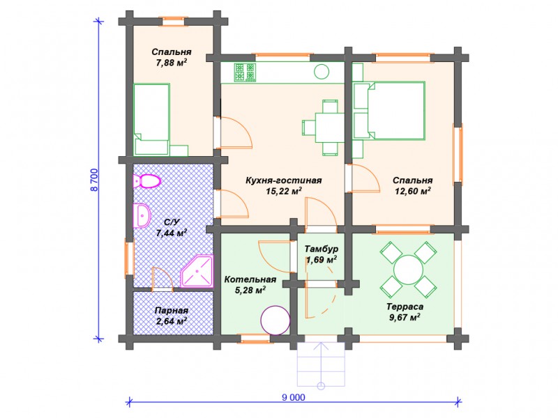 Современный дом из бруса БД-12