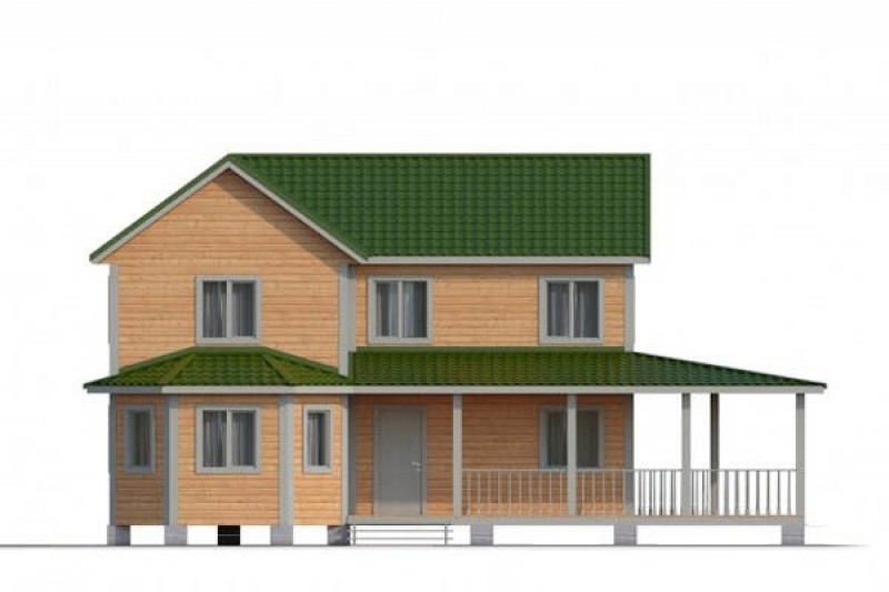 Дом из бруса с большой верандой КА-117