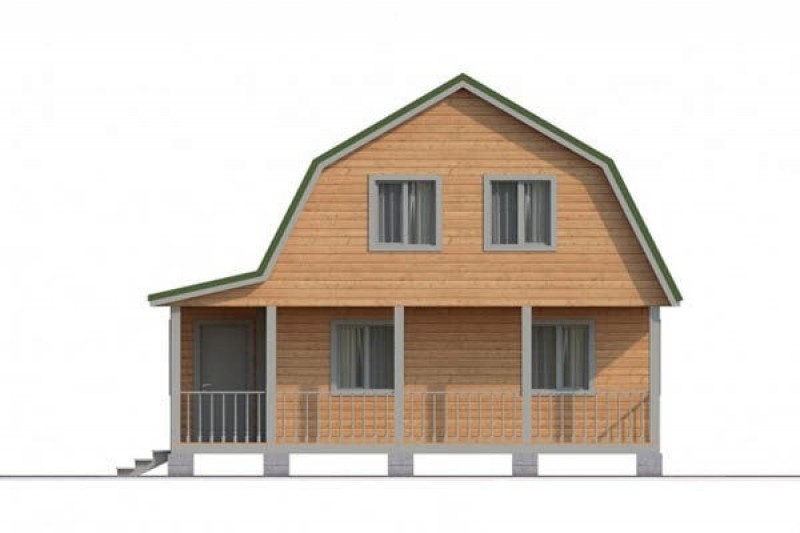 Дом из бруса с открытой верандой КА-122