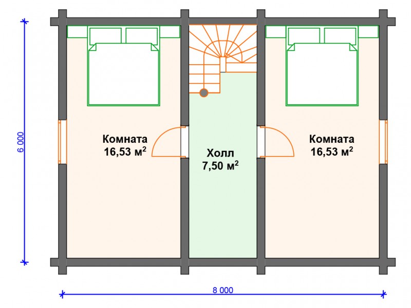 Дом из бруса с крыльцом БД-07