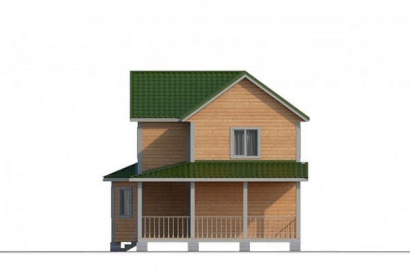 Дом из бруса с большой верандой КА-117