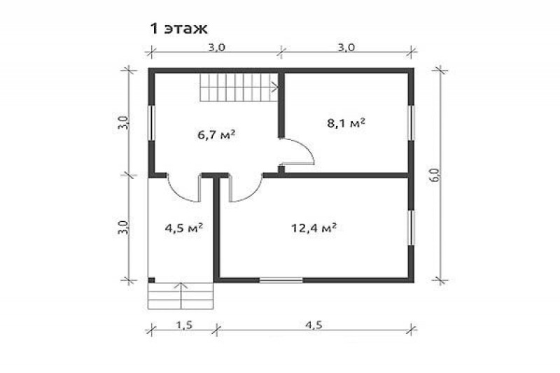 Дачный дом из бруса с крыльцом КА-103