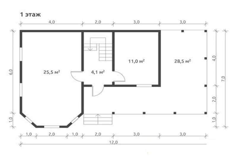Дом из бруса с большой верандой КА-117