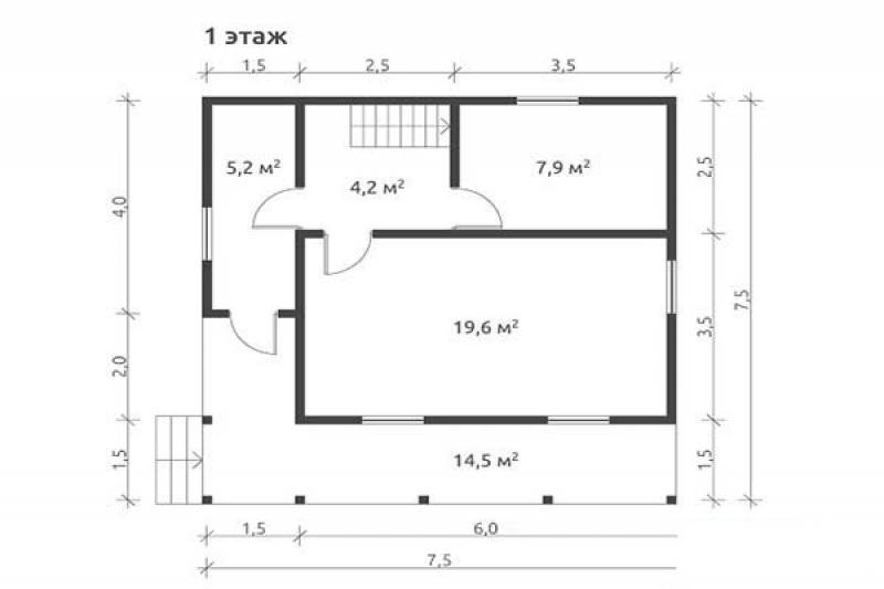 Дом из бруса с открытой верандой КА-122