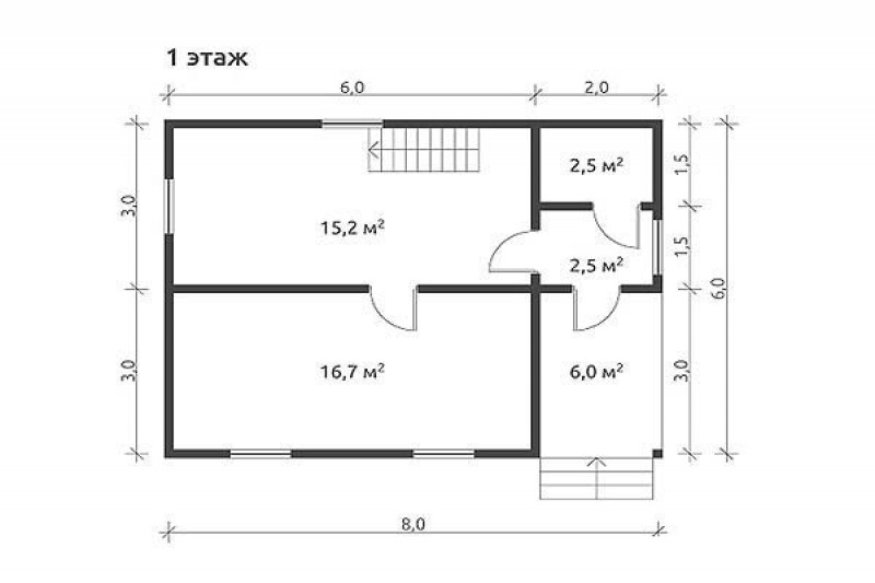 Дом из бруса с крыльцом КА-105
