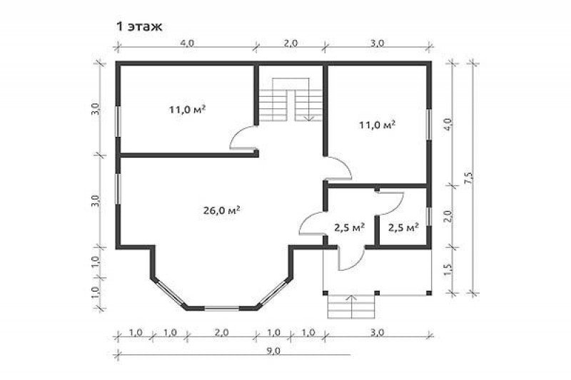 Дачный дом из бруса с крыльцом КА-107