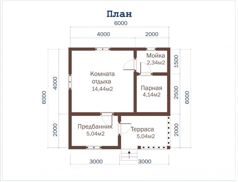 Баня из бруса ББ-15 6 на 6 метров