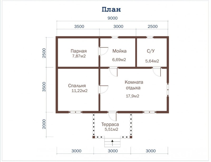 Баня из бруса ББ-20 6 на 9 метров