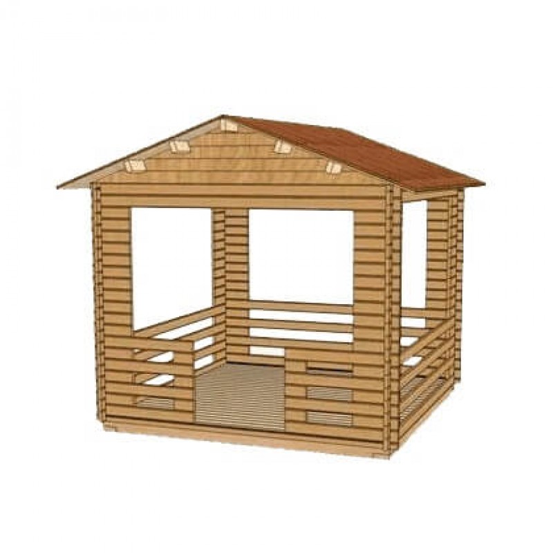 Беседка дачная из бруса БД-01 (3×3)