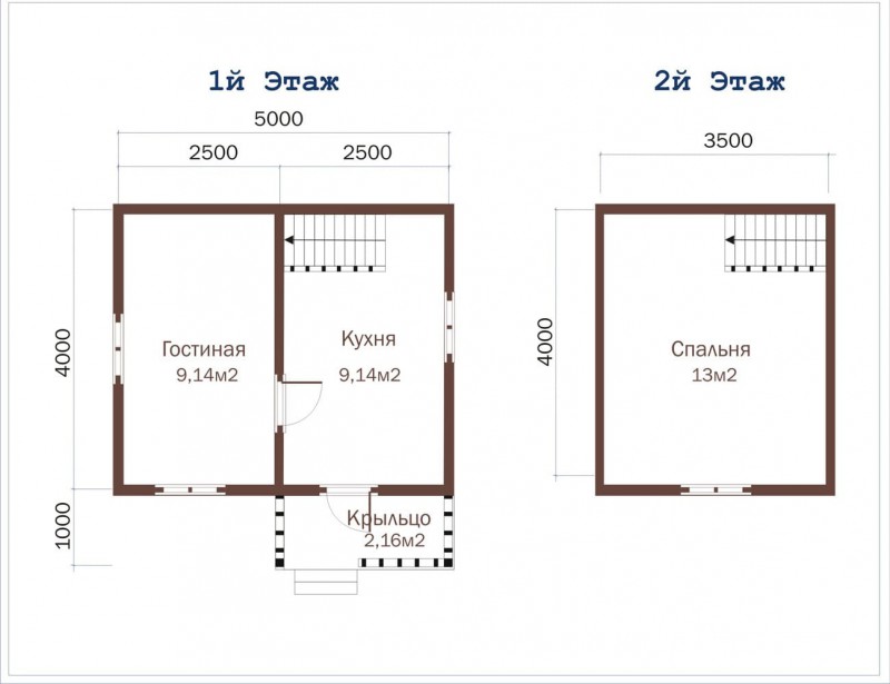 Двухэтажный дачный дом из бруса ДД-05
