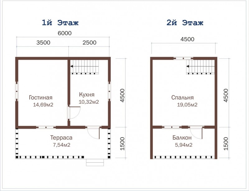 Коттедж из бруса с террасой ДД-09