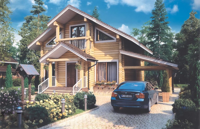 Дом с крыльцом из бруса ФАБ-107