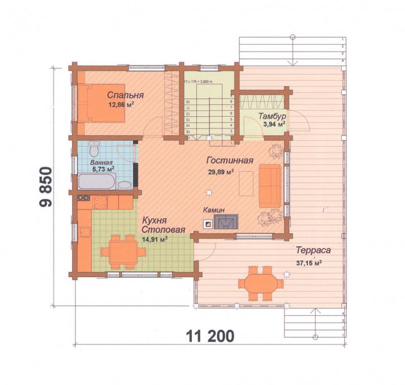 Двухэтажный дом из бруса ФАБ-108