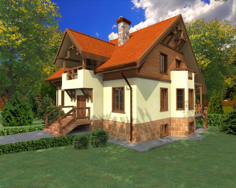 Коттедж с мансардой из бруса ФАБ-127
