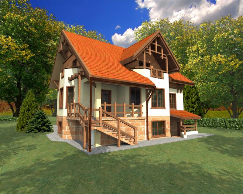 Коттедж с мансардой из бруса ФАБ-127