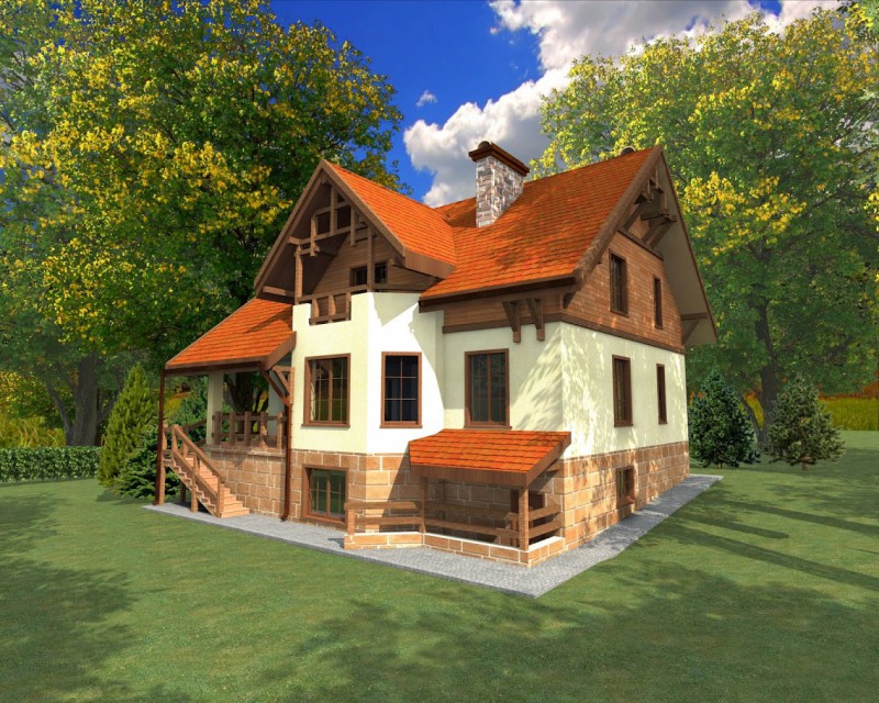 Коттедж с мансардой из бруса ФАБ-127