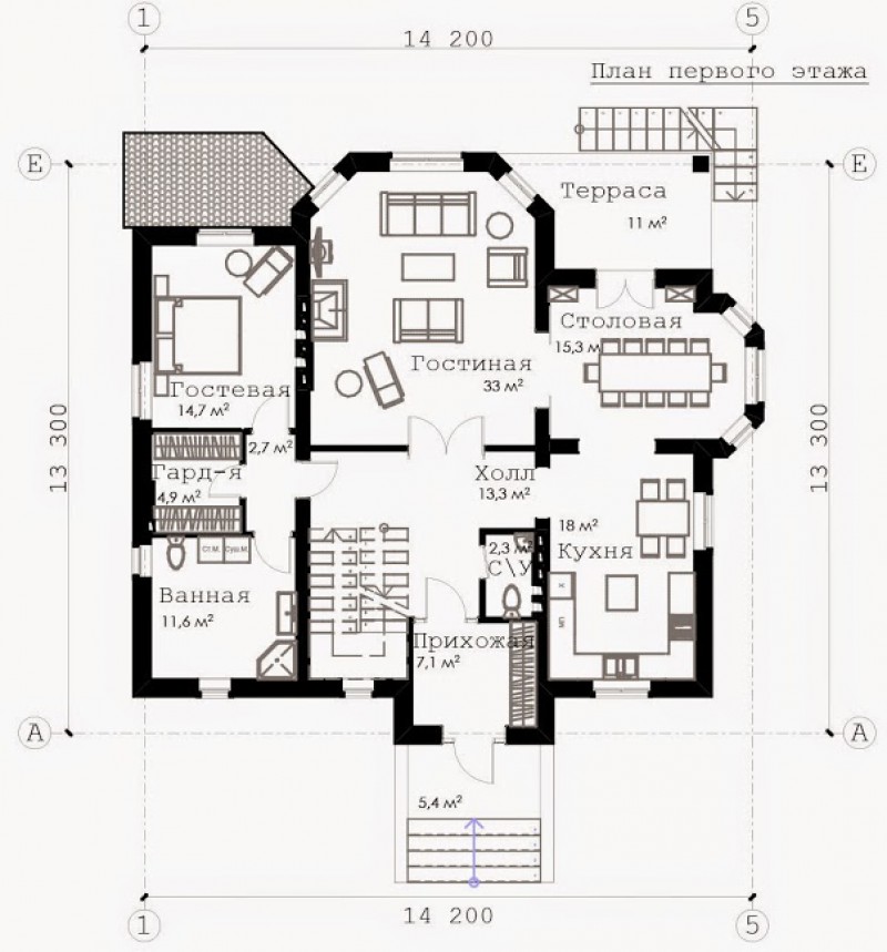 Коттедж с мансардой из бруса ФАБ-127