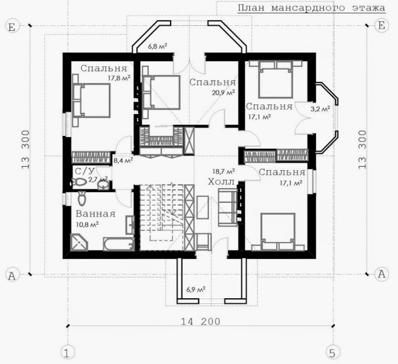 Коттедж с мансардой из бруса ФАБ-127