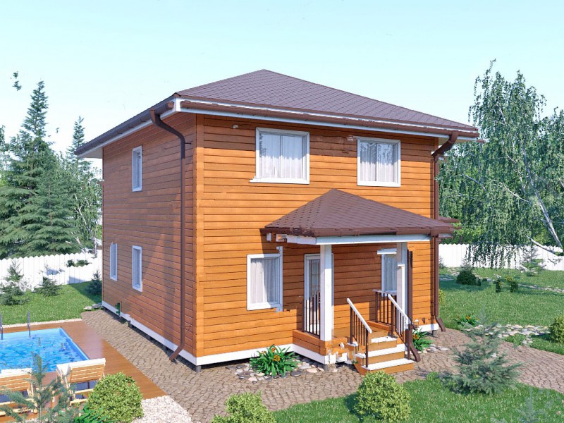Двухэтажный загородный из бруса БД-06