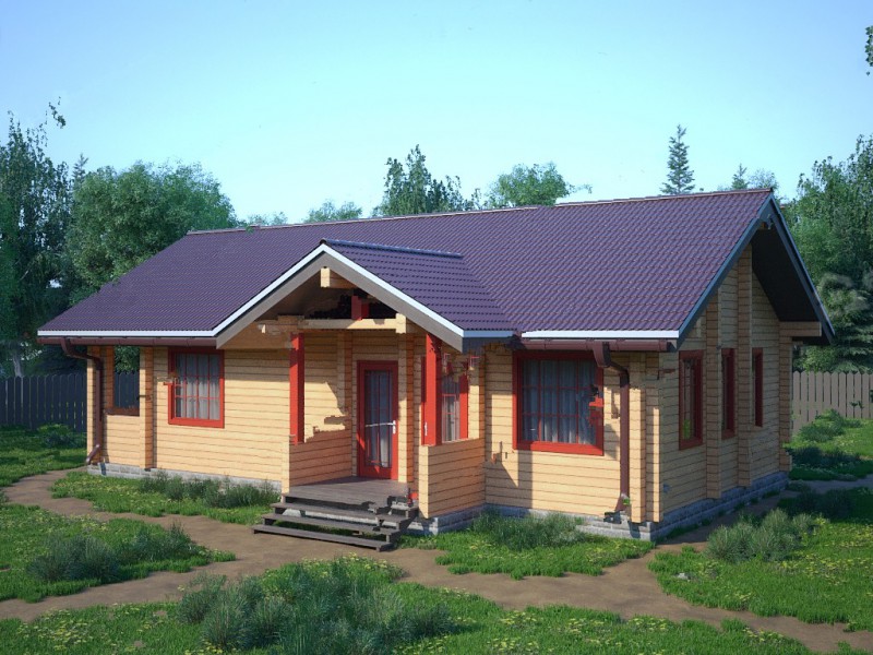 Дом из бруса с крыльцом БД-10