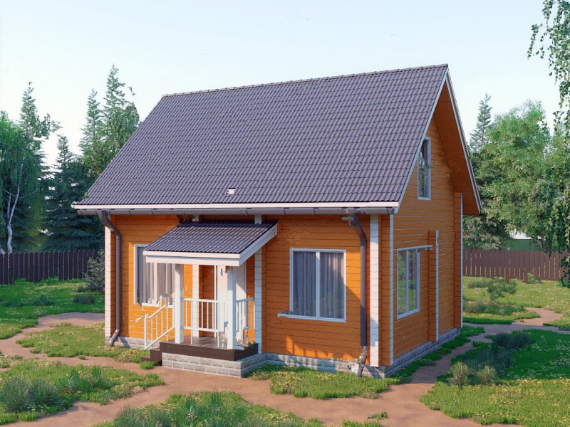 Дом из бруса с крыльцом БД-07