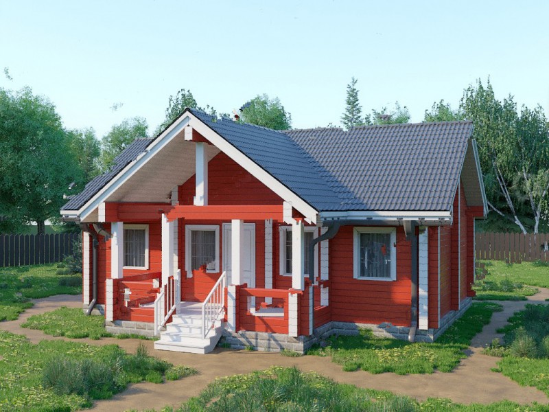 Дом из бруса с террасой БД-08