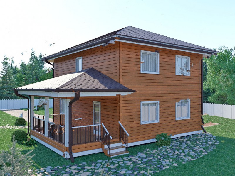 Двухэтажный загородный из бруса БД-06