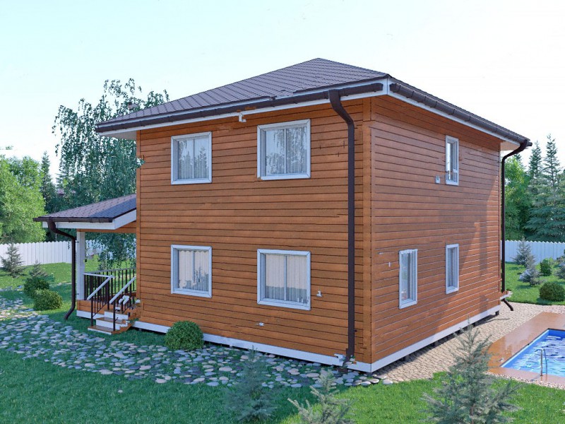 Двухэтажный загородный из бруса БД-06