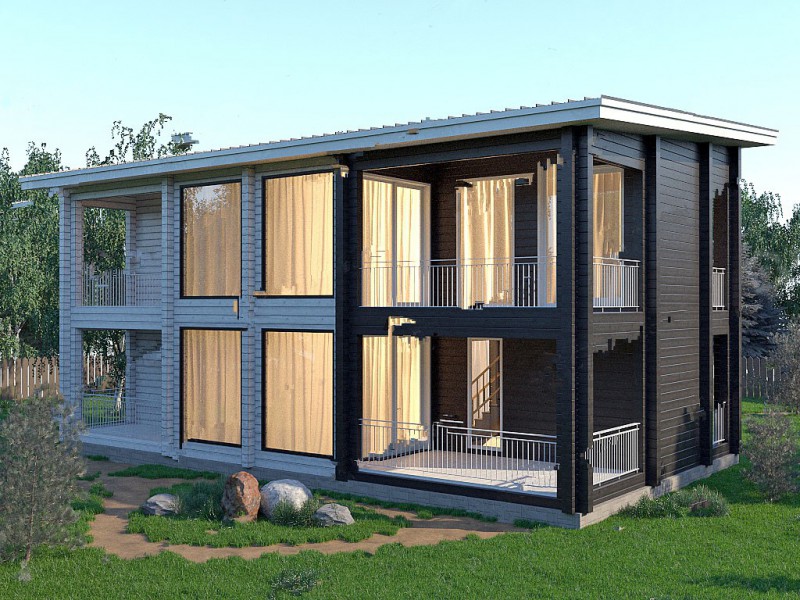 Двухэтажный дом из бруса БД-03