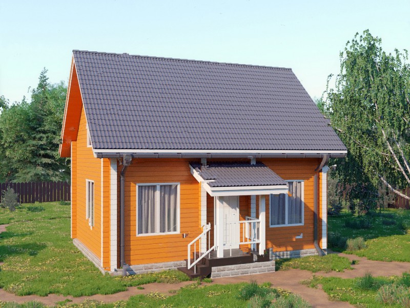 Дом из бруса с крыльцом БД-07