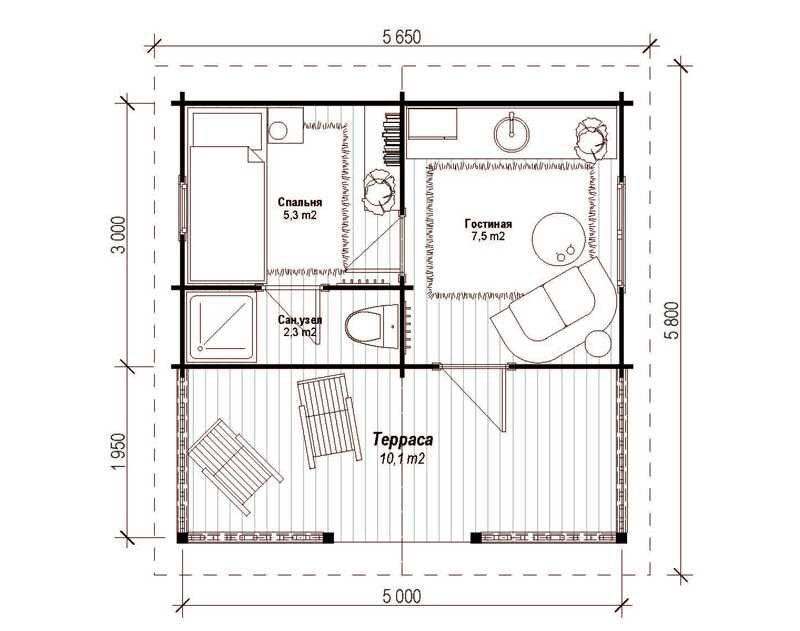 Летний дом из бруса ЛД-3 5х5