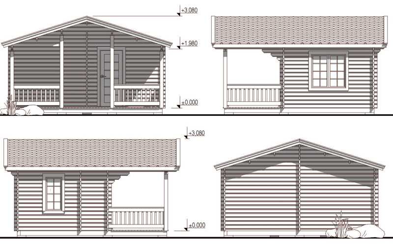 Летний дом из бруса ЛД-3 5х5
