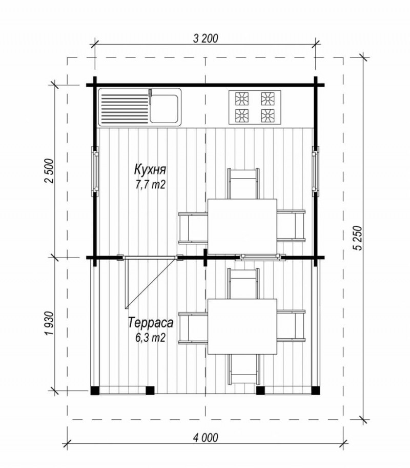 Летняя кухня с террасой ЛК-7