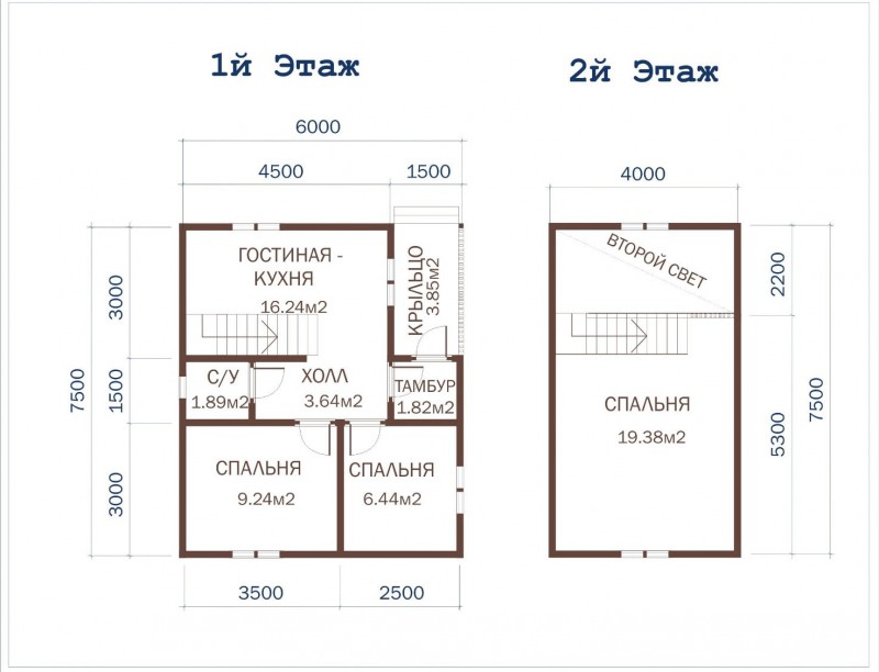 Двухэтажный дачный дом ДД-20